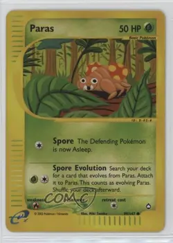 paras Reverse Foil Pokemon e-Card Series Aquapolis #99 2002 - Image 1