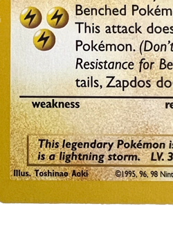 Vintage 1999 Pokemon Card, Basic Pokemon #23 Zapdos, 70HP Black Star Promo - Image 3