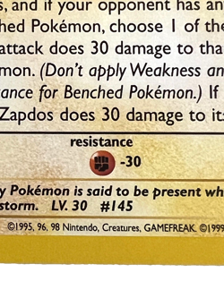 Vintage 1999 Pokemon Card, Basic Pokemon #23 Zapdos, 70HP Black Star Promo - Image 4