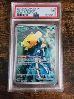 Pokemon TCG Misty's Psyduck Destined Rivals 193/182 Illustration Rare Card PSA 9 - Image 1