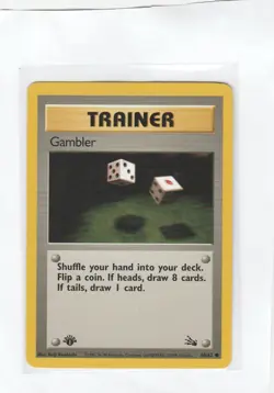 Gambler 1st Edition Fossil 60/62 Pokemon Vintage Card WOTC 1999 - Image 1