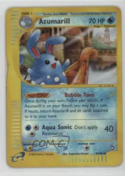 Azumarill Reverse Foil Pokemon e-Card Series Aquapolis #4 2002 - Image 1