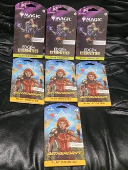 Magic MTG 4x Aetherdrift & 3x Edge of Eternities Sleeved Play Booster Packs! NEW - Image 1