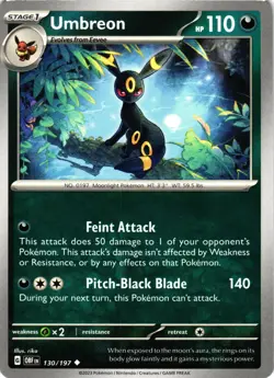 Pokemon TCG Umbreon 130/197 Obsidian Flames Uncommon Non-Holo NM - Image 1
