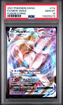 2021 Pokemon Sword & Shield Fusion Strike #114 Fa/Mew Vmax Fusion Strike PSA 10 - Image 1