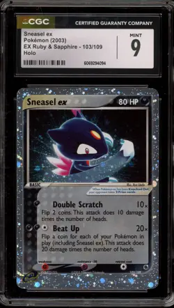 Pokemon Sneasel ex EX Ruby & Sapphire Holo Ultra Rare #103 CGC 9 Mint - Image 1