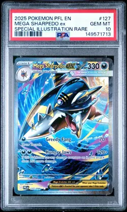 2025 POKEMON PHANTASMAL FLAMES SPECIAL ILLUSTRATION RARE MEGA SHARPEDO EX PSA 10 - Image 1