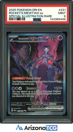Pokemon 2025 Team Rocket's Mewtwo ex 231/182 SIR Destined Rivals PSA 9 - Image 1