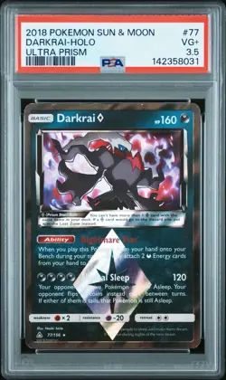 2018 Pokemon Sun & Moon Ultra Prism Darkrai Holo #77 PSA 3.5 - Image 1