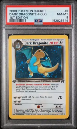 DARK DRAGONITE HOLO 5 1ST EDITION ROCKET POKEMON PSA 8 - Image 1