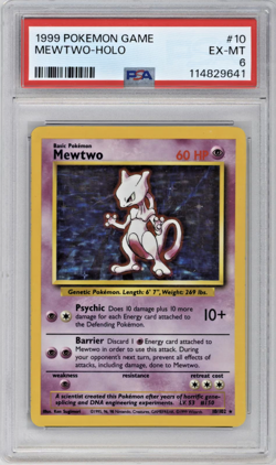 1999 Pokemon Base Set Mewtwo Holo #10/102 – PSA 6 – Vintage WotC - Image 1