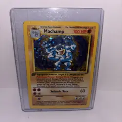 Pokemon TCG Machamp Holo Rare 1st Edition Base Set, Card 8/102 HP Condition - Image 1