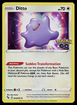 Pokemon Card - Ditto Pokemon GO 053/078 Holo Rare 2022 - Image 1