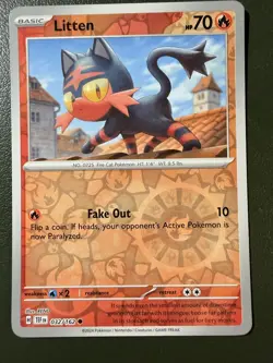 Pokemon TCG Litten 32/162 Temporal Forces SV5 Reverse Holo NM - Image 1