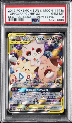 2019 POKEMON SUN & MOON COSMIC ECLIPSE TOGEPI & CLEFFA & IGGLYBUFF GX PSA 10 - Image 1