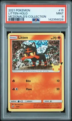 2017 Pokemon Mcdonald's Collection Litten Holo #15 PSA 9 - Image 1