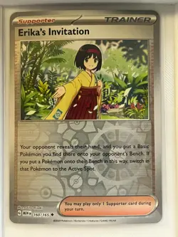 Erika's Invitation 160/165 Uncommon 151 Pokemon Reverse Holo Near Mint - Image 1