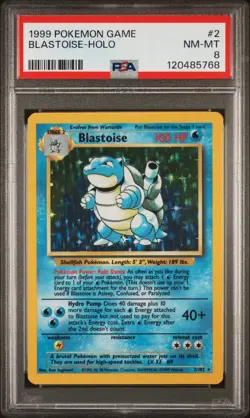 Blastoise Holo 2/102 PSA 8 - 1999 Pokemon Base Set Unlimited - Image 1