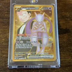 Team Rocket's Mewtwo ex 240/182 Destined Rivals Pokemon Gold Hyper Rare NM - Image 1