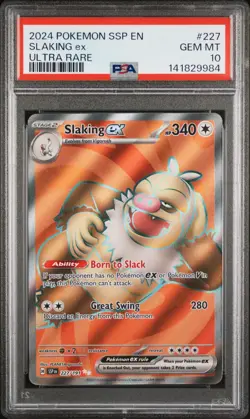 PSA 10 GEM 2024 Pokemon Surging Sparks SLAKING EX #227 Ultra Rare - Image 1