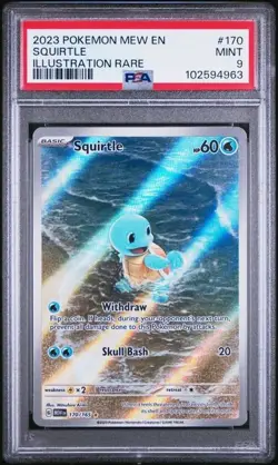Pokemon Squirtle 170/165 Scarlet & Violet 151 Illustration Rare IR Holo PSA 9 - Image 1