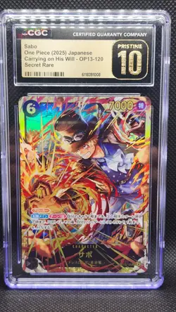 Bandai Sabo OP13-120 Secret Rare Foil Japanese CGC Pristine 10 One Piece - Image 1