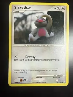 Slakoth 99/123 Mysterious Treasures Regular Common 2007 Pokemon TCG Card LP - Image 1