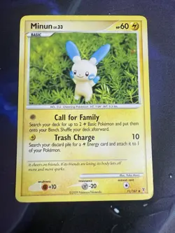 Pokemon Minun Card 73/127 Platinum Basic 60HP 10 English 2009 TCG MP - Image 1