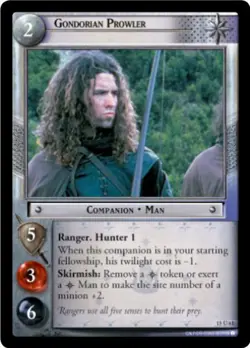 LOTR TCG HUNTERS GONDORIAN PROWLER 15U61 Top Shelf Card LP/NM - Image 1