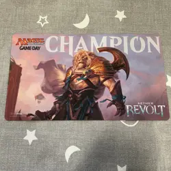 Magic the Gathering MTG Game Day Champion Aether Revolt Ajani Playmat Used RARE - Image 1