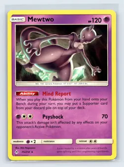 2019 Pokemon Unbroken Bonds 75/214 Mewtwo Rare - Image 1