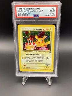 Pokemon Birthday Pikachu Card Black Star Promo Holo Rare PSA 2 - Image 1
