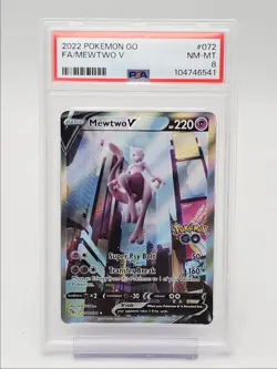 MEWTWO V 2022 POKEMON GO ULTRA RARE HOLO 072/078 PSA 8 Q5677 - Image 1