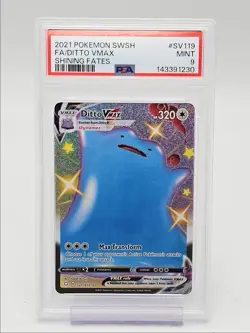 DITTO VMAX 2021 POKEMON SWSH SHINING FATES SHINY RARE SV119/SV122 PSA 9 Q5677 - Image 1