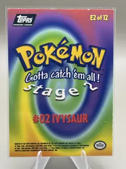 1999 Pokemon Topps Movie Edition - Black Logo - Silver Foil - Ivysaur #E2 - Image 2