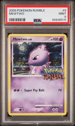 Pokemon Mewtwo Rumble Holo #9 PSA 9 Mint **Swirl** - Image 1