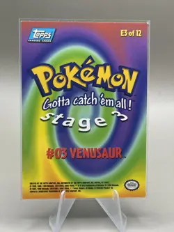 1999 Topps Pokemon Venusaur #E3 of 12 Stage 3 Movie Edition Blue Topps Logo - Image 2