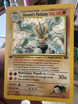 Pokemon TCG Giovanni's Machamp Holo 1st Class Edition Holo Rare Gym Challenge Nm - Image 1