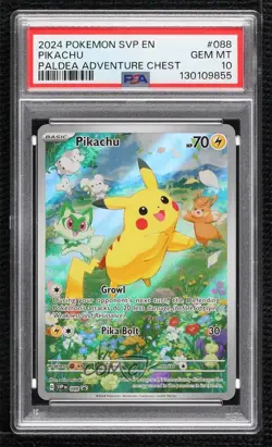 Pikachu (Paldea Adventure Chest) Holo Pokemon Scarlet & Violet Black Star PSA 10 - Image 1