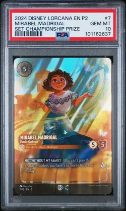 2024 DISNEY LORCANA EN 5 7/P2 MIRABEL MADRIGAL SET CHAMPIONSHIP PRIZE PSA 10 - Image 1