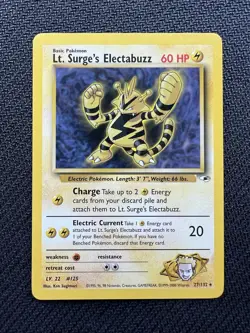 Lt. Surge's Electabuzz - 27/132 - Pokemon Gym Heroes Unlimited Rare Card WOTC LP - Image 1