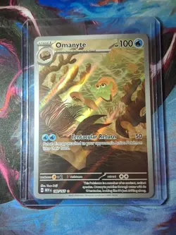 Pokemon TCG Omanyte Scarlet Violet-151 Holo Illustration Rare Card 180/165 - Image 1