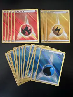 Pokemon TCG Holo Energy Cards Lot 2013 Fire Lightning Water 20 Card Lot - Image 1
