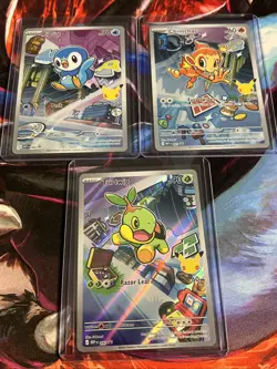 Pokemon First Partner Illustration Rare Turtwig Chimchar Piplup 30th Anniversary - Image 1