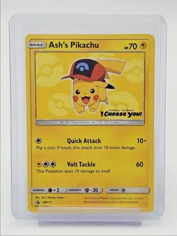 ASH'S PIKACHU 2017 POKEMON SUN & MOON BLACK STAR PROMO #SM111 Q1048 - Image 1
