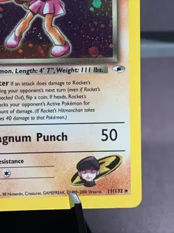 Pokemon TCG Gym Heroes Rocket's Hitmonchan Holo Rare 11/132 WOTC VTG Swirl - Image 4