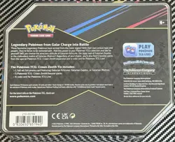 1x Pokemon Crown Zenith Galarian Moltres Tin Promo + 5 Booster Packs! NM Sealed - Image 2