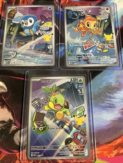 Pokemon First Partner Illustration Rare Turtwig Chimchar Piplup 30th Anniversary - Image 1