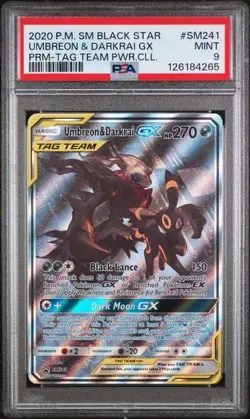 2020 POKEMON SM BLACK STAR PROMO TAG TEAM POWERS COLL UMBREON & DARKRAI GX PSA 9 - Image 1