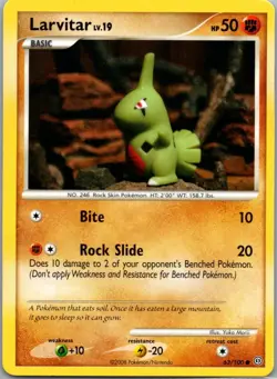 Larvitar 63/100 Common Stormfront Pokemon Near Mint - Image 1